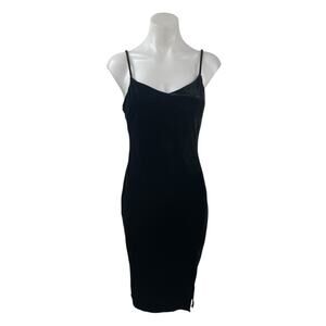 Popular 21 Women's Black Velvet Sleeveless Midi Cami Tank Bodycon Slip Dress M
